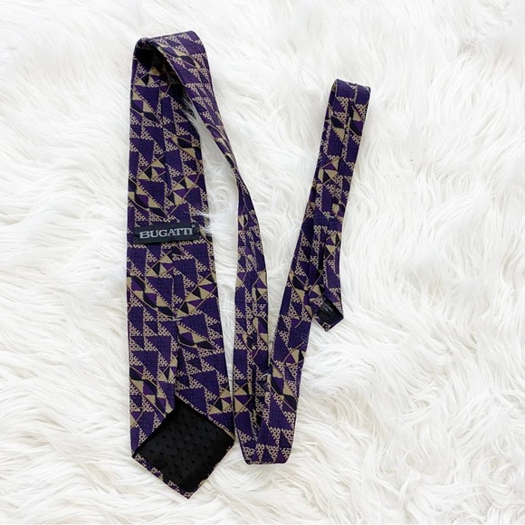 Bugatti Vintage 100% Italian Silk Abstract Men’s Luxury Tie - Picture 5 of 5